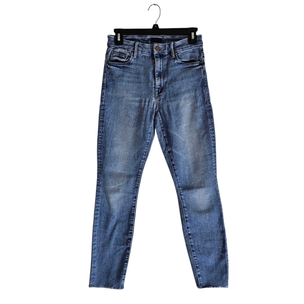 MOTHER High Waisted Looker Ankle Fray Hop On Hop Off Blue Jeans 26 Preowned